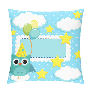 Personality  Owl With Balls On A Blue Background Pillow Covers