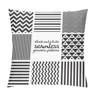 Personality  Set Of Black And White Seamless Geometric Patterns Pillow Covers
