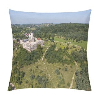 Personality  Rabsztyn, Poland. Ruins Of Medieval Royal Castle On The Rock In Polish Jurassic Highland. Rabsztyn Aerial View In Summer. . Ruins Of Medieval Royal Rabsztyn Castle In Poland. Aerial View In Surise Light In Summer.  Pillow Covers