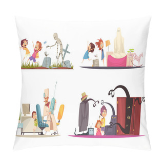 Personality  Childhood Fears Concept Icons Set Pillow Covers