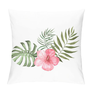 Personality  Watercolor Tropical Flowers, Leaves And Plants Pillow Covers