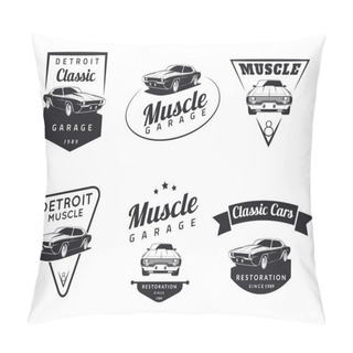 Personality  Classic Muscle Car Emblems, Badges And Icons. Car Logo. Pillow Covers