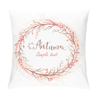 Personality  Round Frame Of Autumn Leaves. Autumn, Leaves, Wreath Pillow Covers