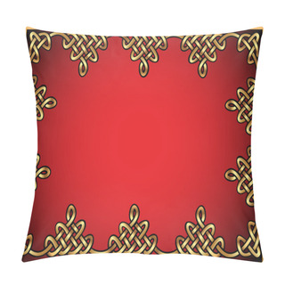 Personality  Background With Celtic Ornaments Of Gold Pillow Covers