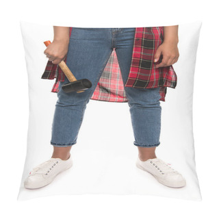 Personality  Woman Holding Hammer Pillow Covers