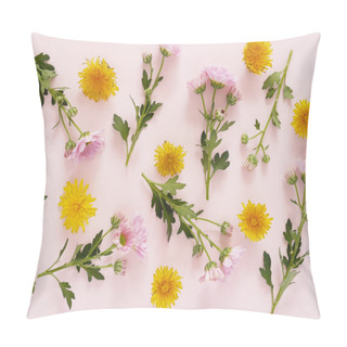 Personality  Photo Of Beautiful Blossoms Of Pink Gerbera Daisies Flowers Texture Pattern On Pink Background Pillow Covers