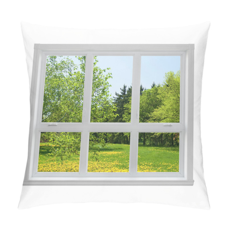 Personality  Spring landscape seen through the window pillow covers