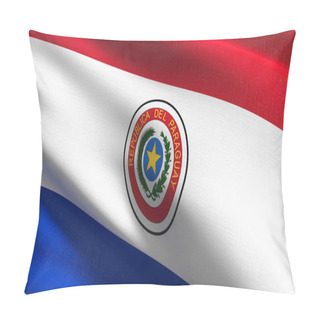 Personality  Paraguay National Flag Blowing In The Wind Isolated. Official Pa Pillow Covers