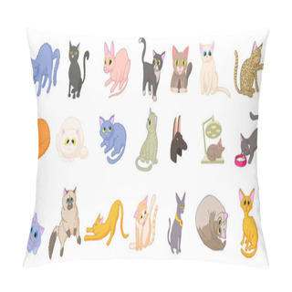 Personality  Cats Icon Set, Cartoon Style Pillow Covers