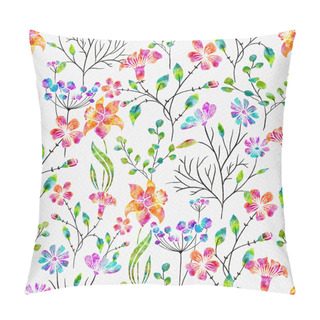 Personality  Fresh Flowers Garden Watercolor Seamless Pattern Pillow Covers