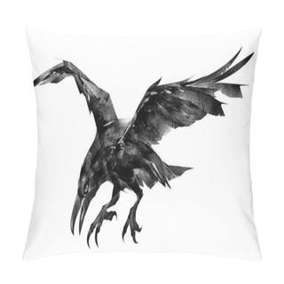 Personality  Drawn Isolated Flying Bird Raven Pillow Covers