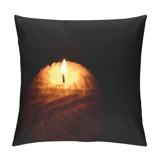 Personality  Yellow Candle Burning On A Black Background Pillow Covers