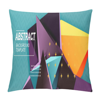 Personality  Vector 3d Triangular Shapes Abstract Background, Origami Futuristic Template With Lines Pillow Covers