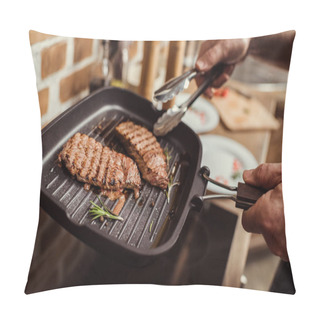 Personality  Man Cooking Steaks Pillow Covers
