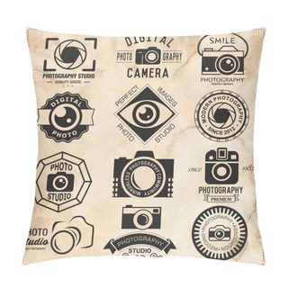 Personality  Photography Vintage Retro Badges, Labels And Icons Set. Vector Photography Logo Templates. Pillow Covers