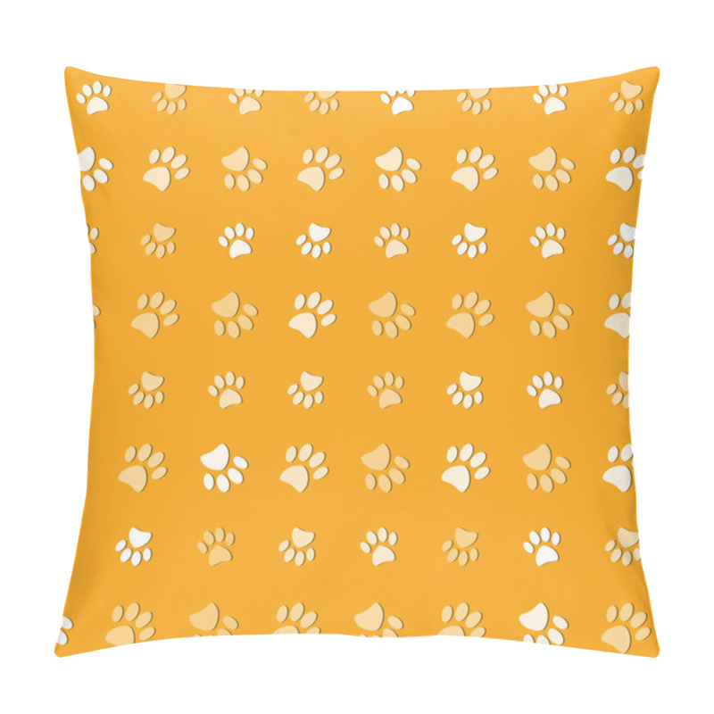 Personality  Illustration Animals Paws Print On A Yelow Background Pillow Covers