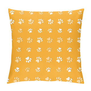 Personality  Illustration Animals Paws Print On A Yelow Background Pillow Covers