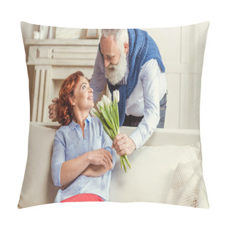 Personality  Mature Couple With Flowers Pillow Covers