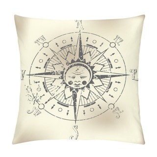 Personality  Compass Rose Illustration Pillow Covers