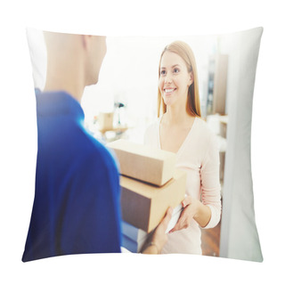 Personality  Woman Receiving Packages Pillow Covers