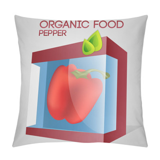 Personality  Vector Illustration Of Pepper In Packaged. Organic Food Concept. Pillow Covers