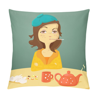 Personality  Cartoon Girl With Illness Pillow Covers