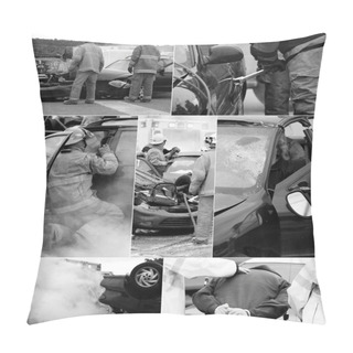 Personality  Car Accident Collage. Pillow Covers