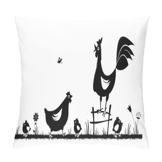 Personality  Chicken And Rooster. Domestic Fowl. Pillow Covers