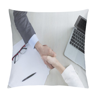 Personality  Businessman And Businesswoman Hands Holding Pillow Covers