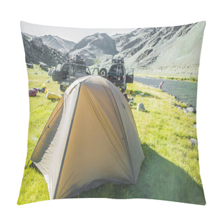 Personality  Landscape With Colorful Tourist Tents Pillow Covers