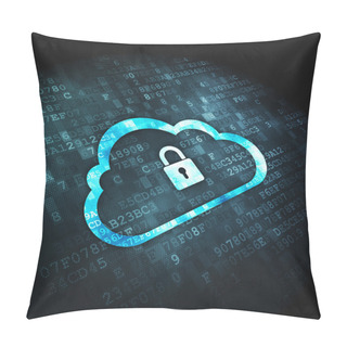 Personality  Networking Concept: Cloud Whis Padlock On Digital Background Pillow Covers