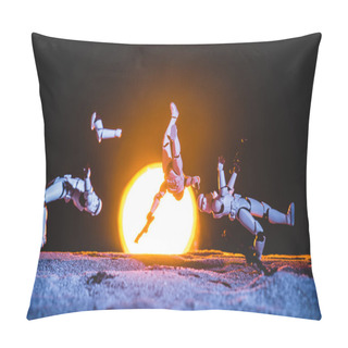 Personality  White Plastic Imperial Stormtrooper Levitating In Space On Black Background With Sun Pillow Covers