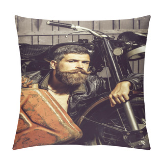 Personality  Bearded Man Hipster Biker Pillow Covers