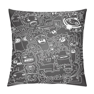 Personality  Monsters And Cute Alien Friendly, Hand Drawn Monsters Collection Pillow Covers