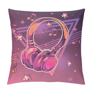 Personality  Music Design - Funky Colorful Musical Headphones And Notes Pillow Covers
