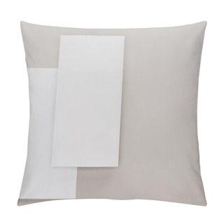 Personality  Top View Of White Empty Papers On Grey Background Pillow Covers