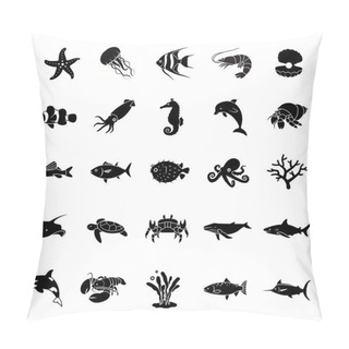 Personality  Marine Life Glyph Vector Icons Pillow Covers