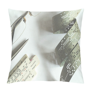Personality  Strips Of Old Punched Tape On White Surface Pillow Covers