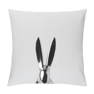 Personality  Silver Statuette Of Easter Bunny Isolated On White Pillow Covers