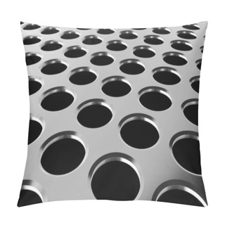 Personality  Metallic Background With Punched Holes Pattern, Technological Metal Design, 3D Perforated Texture Render Ilustration Pillow Covers