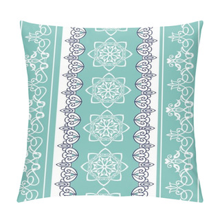 Personality  Set Of Lace Bohemian Seamless Borders. Stripes With Turquoise Fl Pillow Covers