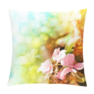 Personality  Beautiful Spring Background With Pink Flowers Pillow Covers
