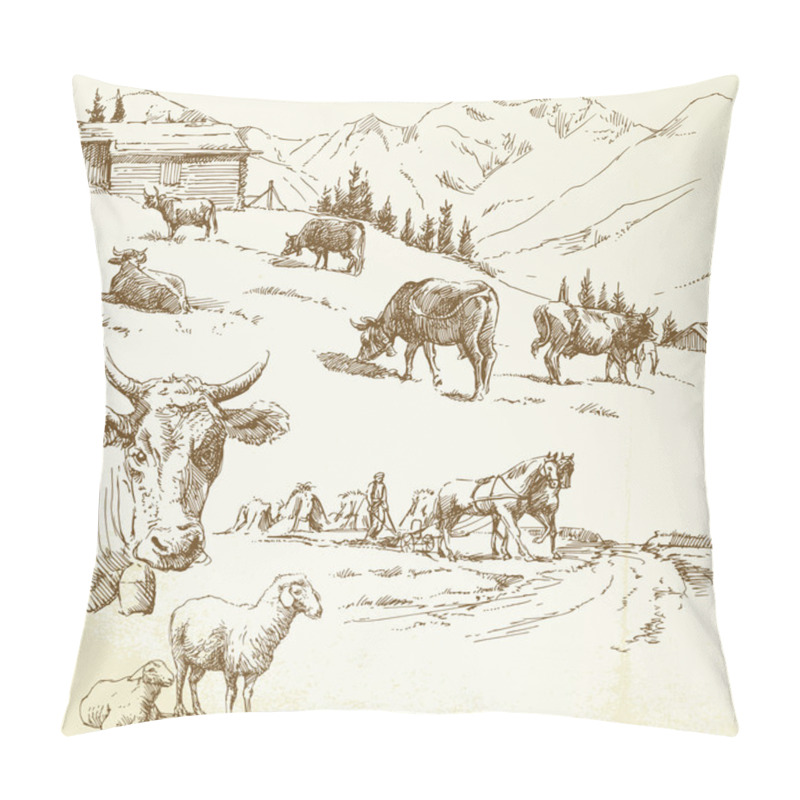 Personality  Hand drawn farm pillow covers