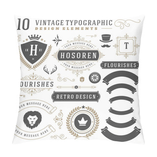 Personality  Vintage Design Elements. Arrows, Retro Typography, Labels, Ribbons, Logos Symbols Pillow Covers