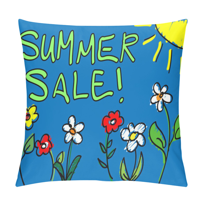 Personality  Summer sale with sun and flowers doodle pillow covers