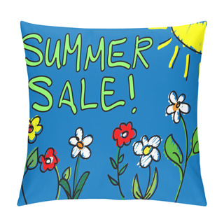 Personality  Summer Sale With Sun And Flowers Doodle Pillow Covers