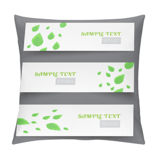 Personality  Vector Banners With Green Leaves Pillow Covers