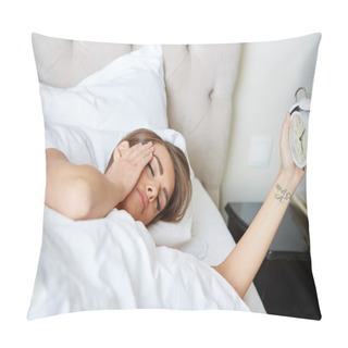 Personality  Young Beautiful, Woman Waking Up Pillow Covers