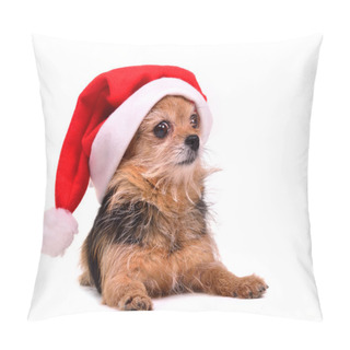 Personality  Christmas Dog Wearing Red Santa Hat Pillow Covers