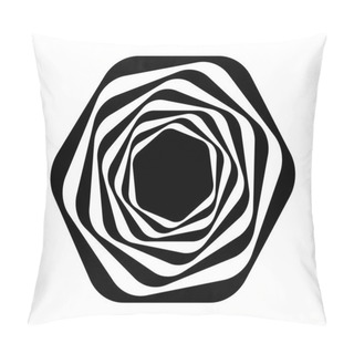 Personality  Abstract Circular Motif, Geometric Mandala In Black And White, Vector Illustration Pillow Covers
